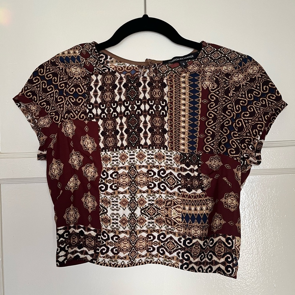 Vintage Ethnic print crop top xs